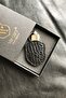 Genuine Leather Keychain Black Python Printed
