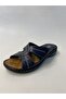 Genuine Leather Massage Sole Navy Blue Women's Slippers J516 - 2
