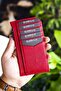 Unisex Red Blush Genuine Leather Zippered Card Holder Wallet - 3