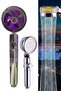 Turbo Shower Head Pressurized Sprinkler with Stop Button Purple Propeller Water Saving Shower Bathroom