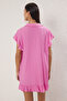 Pembe Dokuma Maxi Plaj Elbise TBESS25EL00074 - 5