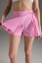 Pink Woven Tie Detail 100% Cotton Beach Mini High Waist Shorts & Bermuda Tbess25Sr00016 - 5