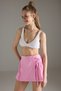 Pink Woven Tie Detail 100% Cotton Beach Mini High Waist Shorts & Bermuda Tbess25Sr00016 - 2
