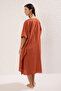 Kiremit Dokuma %100 Pamuk Maxi Plaj Elbise TBESS25EL00057 - 5