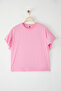 Pembe  %100 Pamuk Fırfır Detaylı Basic Bisiklet Yaka Örme T-Shirt TWOSS22TS2429 - 5