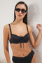 Siyah Tünelli Balconette Kaplı Bikini Üstü TBESS25BU00059