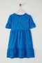 Blue Female Child Printed Short-Sleeve Textured Woven Dress Tkdss25El00032