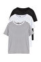 Siyah-Beyaz 3'lü Paket Büyük Beden T-shirt TBBSS25BF00071 - 8