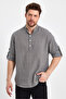 Judge Collar Linen Cotton Half Placket Shirt Ae-Y13009Lns - 3
