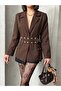 Women's Belt Snap Detailed Special Design Blazer Jacket