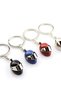 Motorcycle Scooter Motor Helmet Blue Color Metal Keychain - 2