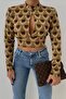 Green Ti̇ana Autumn Cut Out Blouse 3018-08 - 3