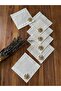 6 Pieces Stone Detailed Square Coffee Side, Cocktail, Presentation Napkin