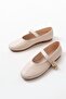 Inf-324 Beige Hard Hat Buckle Daily Women's Ballerinas - 2