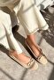 Effi̇e Bow-Tie Genuine Leather Suede Women's Ballet Flats Beige