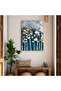 Hari̇kabi̇rev | Unbreakable Glass Table Dark Blue-Gold Abstract Flowers Design | Tmtekli̇
