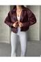 Balloon Sleeve Claret Red Leather Jacket - 2