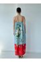 Tasarım June Strappy Satin Slit Dress Women's Pomegranate Color - 4
