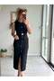 Black Belted Pencil Dress with Belt - 4