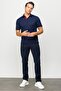 Men's Polo Neck and Sleeve Knitwear T-shirt Navy Blue - 7