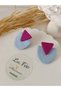 Soft Color (Lilac&Purple) Textured - Polymer Clay Earrings with Steel Earring Apparatus - 3