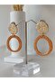 Metallic Orange Color Bohemian & Ethnic Earrings Polymer Clay Textured Earrings - 8