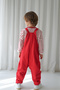 Red Gabardine Strappy Jumpsuit + Red White Striped Sweat - 3