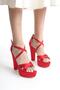 Red Cross Cross Satin Evening Dress Shoes - 2