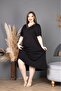 Bamboo V-Neck Lace Detailed Skirt Flared Dress Plus Size 6XL - 2