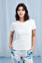 Women's White Short Sleeve Patterned Viscose Pajama Set Q9P0K8C1K - 2