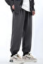 Extra Loose Plus Size Summer Baggy Sweatpants with Elastic Legs Black Gray Anthracite - 2