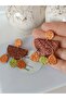 Metallic Brown Orange Green Color Bohemian & Ethnic Earrings Polymer Clay Textured Earrings - 3