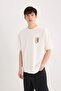 100% Cotton Oversize Wide Fit Crew Neck Back Printed Short Sleeve T-Shirt B5813Ax25Sp - 3