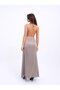 Women's Degaje Collar Stylish Evening Dress-Mink - 3
