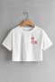 Griland Women's White Hey It's Me Printed Oversize Crop Top - 2