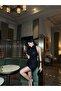Women's Black Backless Halter Neck Mini Evening Dress - 3