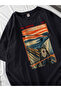 Screaming Cat Printed Crew Neck Short Sleeve T-Shirt - 2