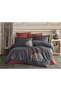 Eterna Charcoal & Copper Cotton Satin Bed Linen Set 6 Pcs 200x220 Cm & Gift Turkish Coffee Set