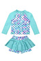 Girls Houndstooth Pattern Long Sleeve Leggings with Skirt 2 Pieces Swimsuit / Bikini Set - 3