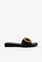 Black Straw Knit Detailed Buckle Women's Slippers