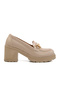 Beige Thick Heel Women's Casual Shoes - 3