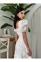 White Square Neck Eyelet Embroidery Long Dress - 5