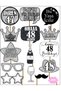 48 Years Old Women Men 15Pcs Silver Sparkle Slogans Birthday Party Speech Balloon Selfie Sticks