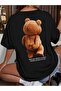 Oversized Teddy Bear Printed Crew Neck T-Shirt, Comfortable Short Sleeve T-Shirt for Spring and Summer, Women's Clothing - 3