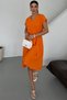 Women's Harber Orange V-Neck Belted Dress Ayrobin Fabric, New Season Summer - 6