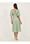 Lace Balloon Sleeves A-Line Midi Dress - 5