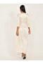 Self Design 3/4 Sleeves A-Line Maxi Dress - 5
