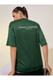 Women Green Slogan Print Short Sleeve Oversized T-Shirt