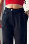 Women's Jessia Waist and Leg Buttoned Balloon Model Lycra Fabric Trousers