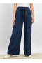 High Rise Wide Leg Pleated Jeans with Waist Tie-Up Belt - 2
